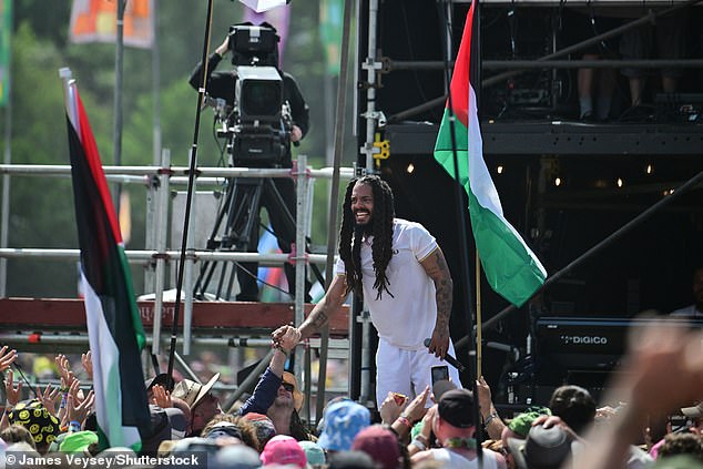 Bob Vylan performs at Glastonbury on Saturday afternoon