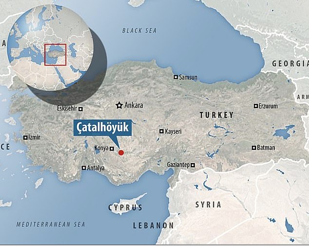 Çatalhöyük is a tell of a very large Neolithic and Chalcolithic proto-city settlement in southern Anatolia, which existed from approximately 7500 BC to 5600 BC and flourished in 7000 BC