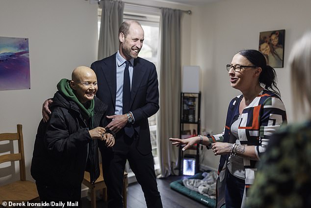 he Prince of Wales with Homewards Advocate Gail Porter, as they meet with a resident who is moving into one of 31 newly furnished homes in Aberdeen as part of The Royal Foundation's Homewards programme
