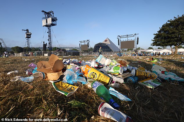 Mountains of waste can be seen at the site after the crowds left to make their journey home