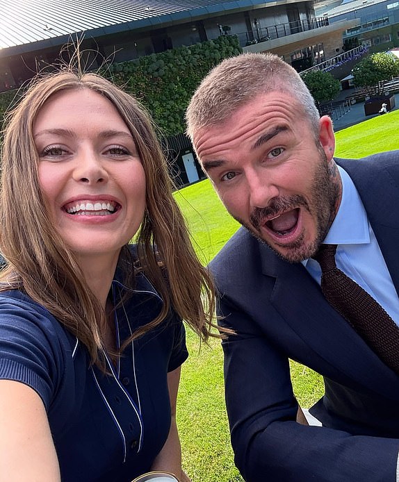 David Beckham alongside Maria Sharapova at Wimbledon