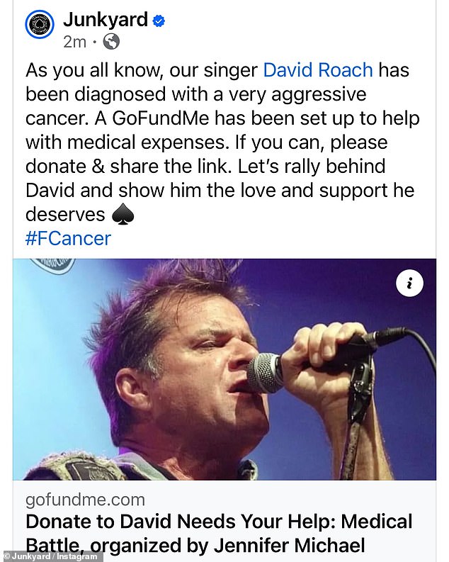 Last week, David admitted recent results 'completely shattered our world' with the band starting a Go Fund Me to help with medical costs