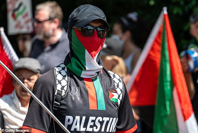 Activists protest in suport of the so-called Filton 18 on June 30, 2025 in London,