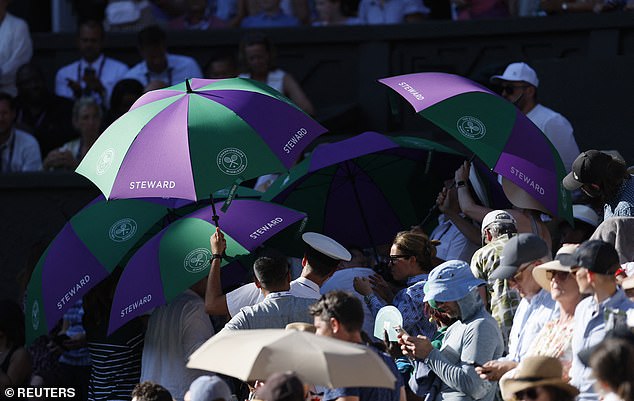 The spectator is thought to have collapsed amid the soaring temperatures at Wimbledon