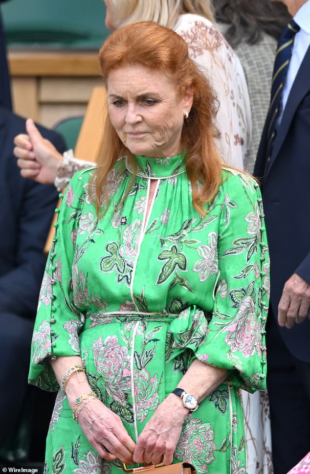 Sarah - affectionately known as Fergie by royal fans - had all eyes on her as she opted to wear a bright green paisley print dress complete with an emerald Van Cleef & Arpels motif bracelet