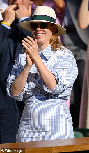 The royal looked chic in a blue and white striped number for the outing in London