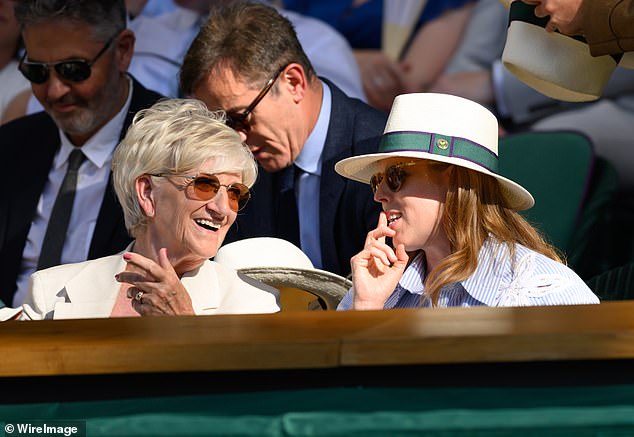 Sandra Beckham and Princess Beatrice attend day one of the Wimbledon Tennis Championships