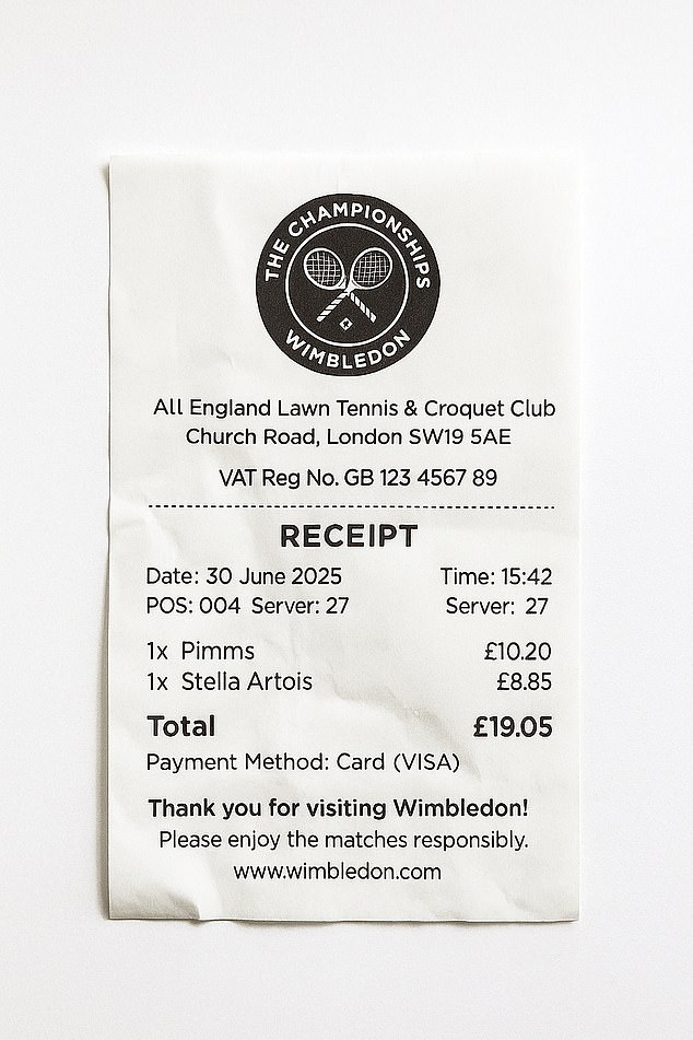 A pint of Stella Artois and 250ml glass of Pimm's could set fans back £19.05 at the tournament
