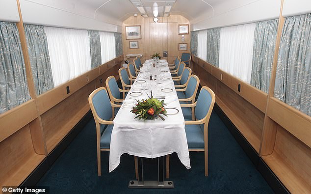 The table would be set in the dining room (as above) when the train was in use