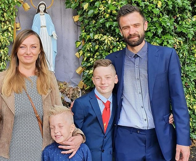 Sebastian's heartbroken parents Marcin (right) and Kasia (left) have spoken out to urge other families to wake up to the dangers lurking on their children's phones