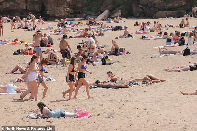 TYNEMOUTH: People attempted to cool off in the North Sea at King Edwards Bay on Monday