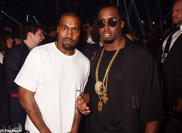 West told reporters he was there to show support for the embattled Bad Boy Records founder; (Kanye and DIddy in 2016)