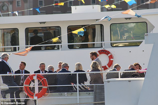 Pictured: Wes Streeting (second from left) sailing to the group's Saturday banquet sitting next to José Manuel Barroso, former president of the EU commission and chair International Advisors, Goldman Sachs International
