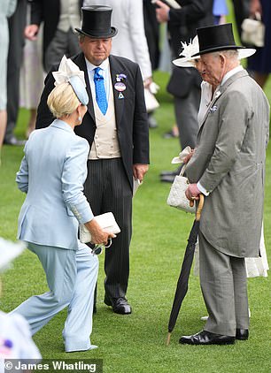 Zara curtsied to the King and Queen while greeting them at the prestigious five-day event