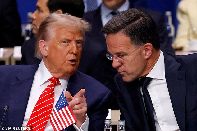 US President Trump speaks with Nato Secretary General Mark Rutte in The Hague