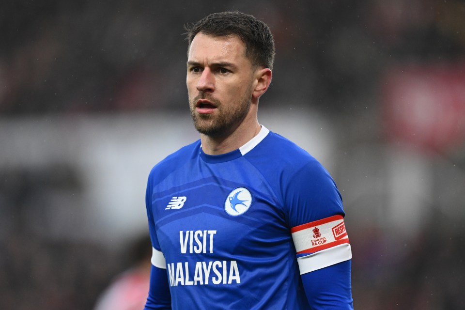 Aaron Ramsey of Cardiff City in a soccer match.