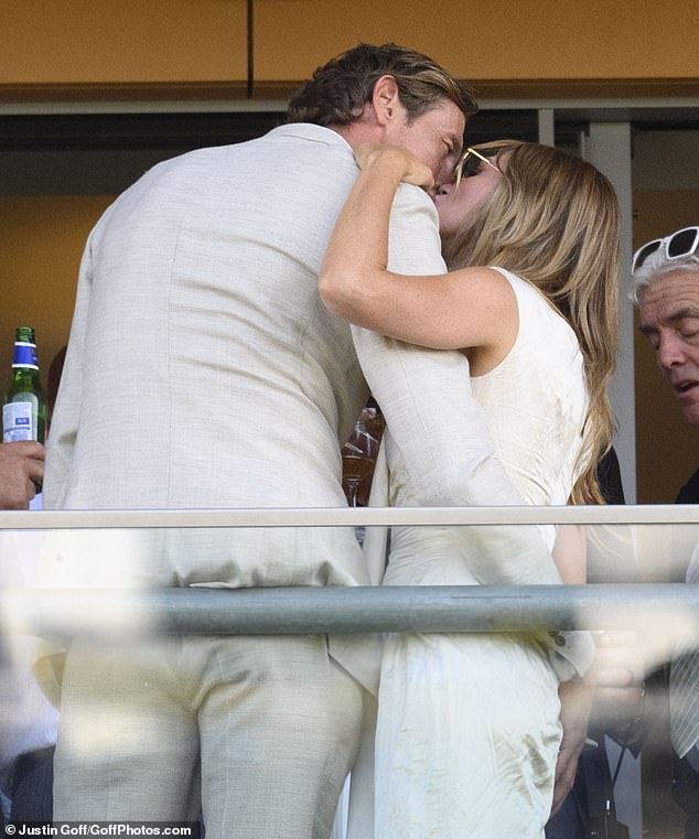 Abbey Clancy and her husband Peter Crouch were packing on the PDA as they enjoyed a loved-up outing on the second day of Royal Ascot on Wednesday