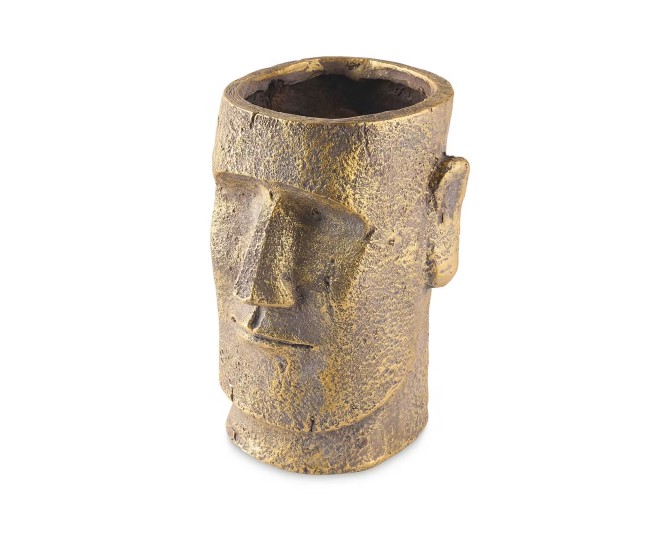 Gold Easter Island head planter.