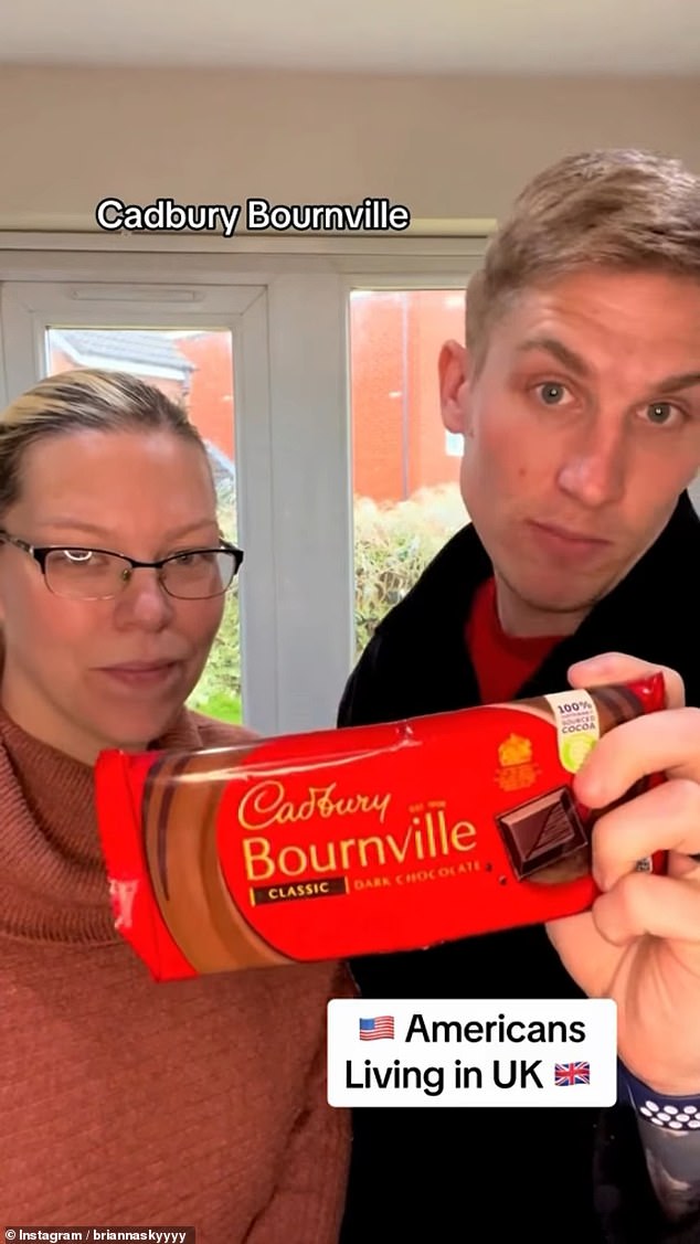 Brianna Sky Morton (left) and her husband Thomas (right) testing Cadbury's Bournville