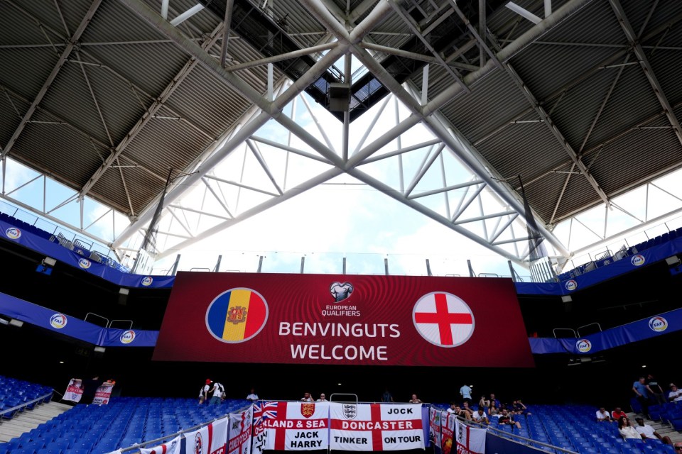England flags on display inside the stadium before the World Cup Qualifier at the RCDE Stadium in Barcelona, Spain. Picture date: Saturday June 7, 2025. PA Photo. See PA story SOCCER England. Photo credit should read: Bradley Collyer/PA Wire. RESTRICTIONS: Use subject to restrictions. Editorial use only, no commercial use without prior consent from rights holder.