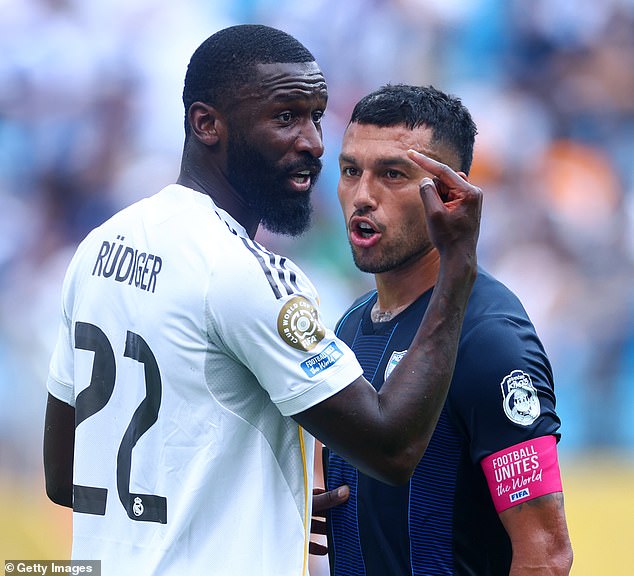 Antonio Rudiger (left) has accused Pachuca's Gustavo Cabral (right) of racially abusing him