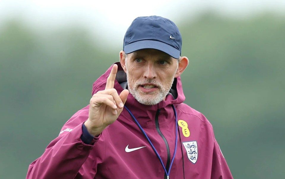 Thomas Tuchel, Head Coach of England, at a training session.