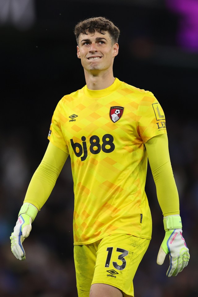 Bournemouth goalkeeper Kepa Arrizabalaga looking dejected.