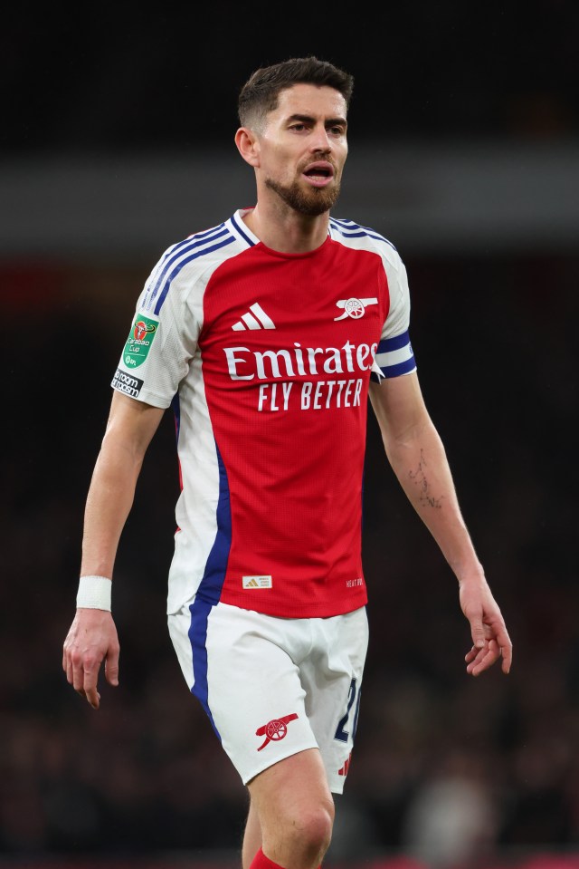 Jorginho of Arsenal during a Carabao Cup match.