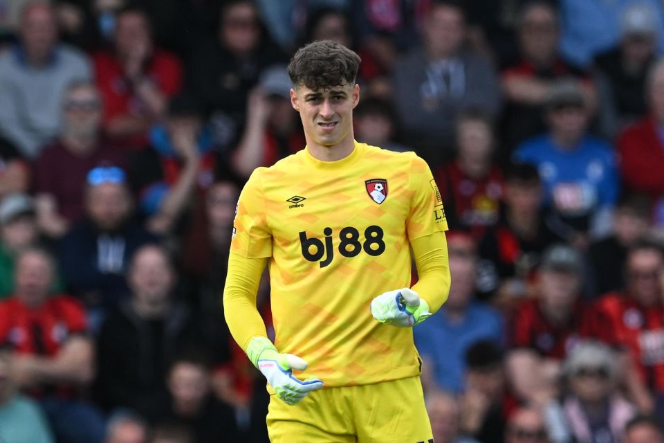 Kepa Arrizabalaga, AFC Bournemouth goalkeeper, during a Premier League match.