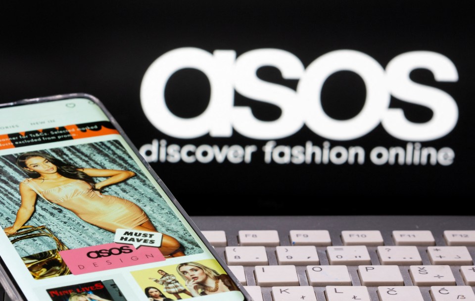 Illustration of a smartphone displaying the ASOS app, next to a keyboard, with the ASOS logo in the background.
