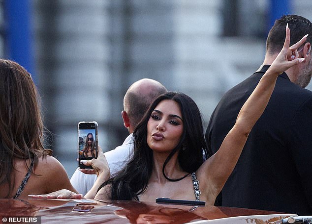 At one point in the evening, Kim was seen spending time on a boat with her momager and sibling
