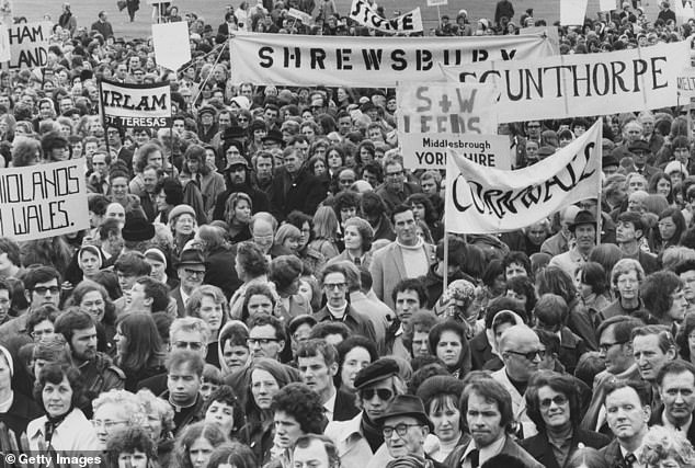 Some of the 80,000 demonstrators taking part in a rally against the 1967 Abortion Act in London's Hyde Park in 1974