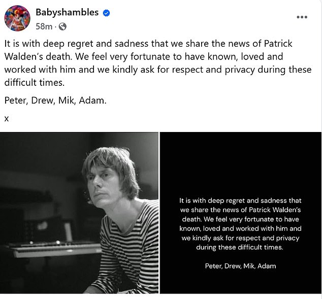 Babyshambles rockstar Patrick Walden has passed away aged 46 as band pay tribute to the guitarist who also played for James Blunt