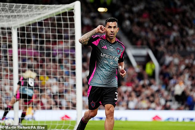 Carlos Tevez scored four goals to help a World XI beat England 5-4 in Soccer Aid for UNICEF