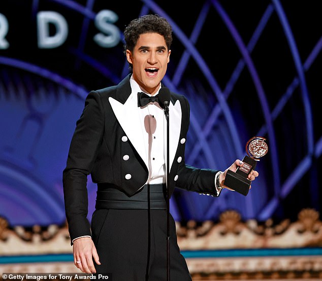 Darren Criss, 38, won big, earning his first Tony Award for Best Leading Actor in a Musical for his performance in Maybe Happy Ending, written by Will Aronson and Hue Park