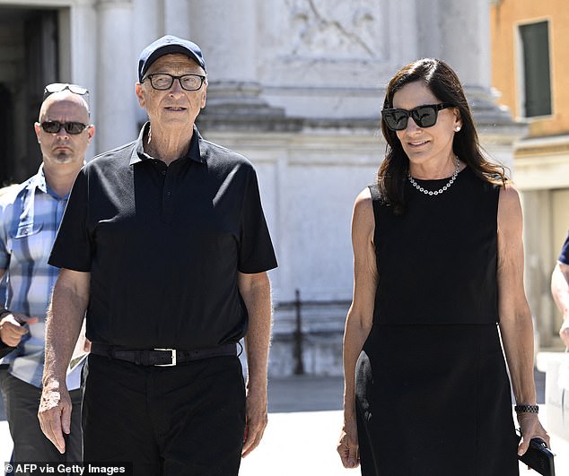 Gates, 69, and his girlfriend Paula Hurd, 62, played tourists in matching all-black outfits as they were spotted having a low-key date at the Gallerie dell'Accademia di Venezia, a museum full of 19th Century art, on Friday