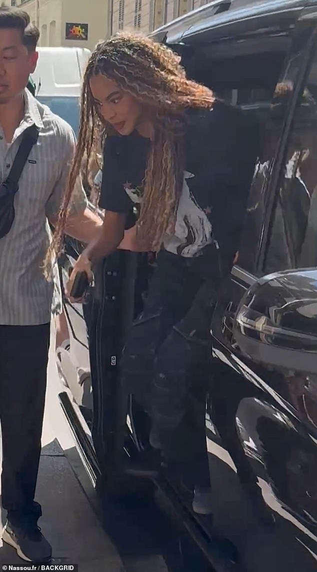 Blue Ivy looked the spitting image of her superstar mum Beyoncé as she made a discreet arrival in Paris on Wednesday