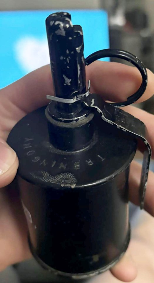 Close-up of a hand grenade.