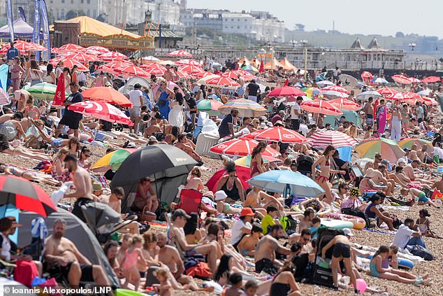 BRIGHTON: Hundreds of Brits set up on the beach as they enjoy their time in the sun