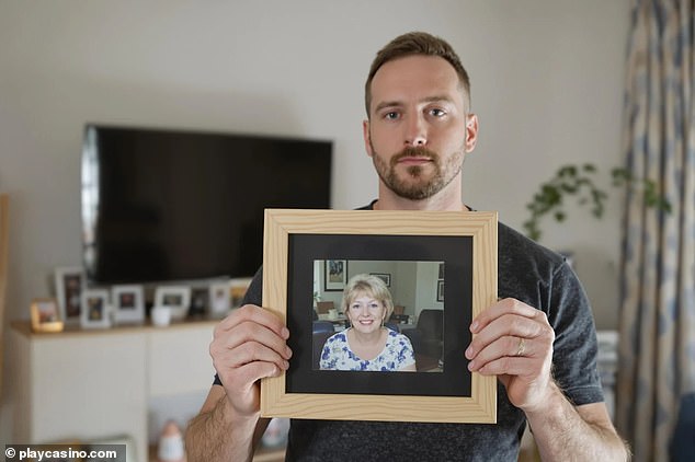 Liam Carter (above) found a EuroMillions ticket folded inside an envelope, which his mother Anne (pictured) had heartbreakingly scrawled on the front 'Sat draw - don't forget!'