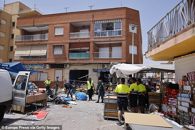 A 56-year-old Brit was one of two women killed after a gas canister exploded at the Casa Javi bar in San Pedro del Pinatar in Murcia last Thursday. Picture from the scene