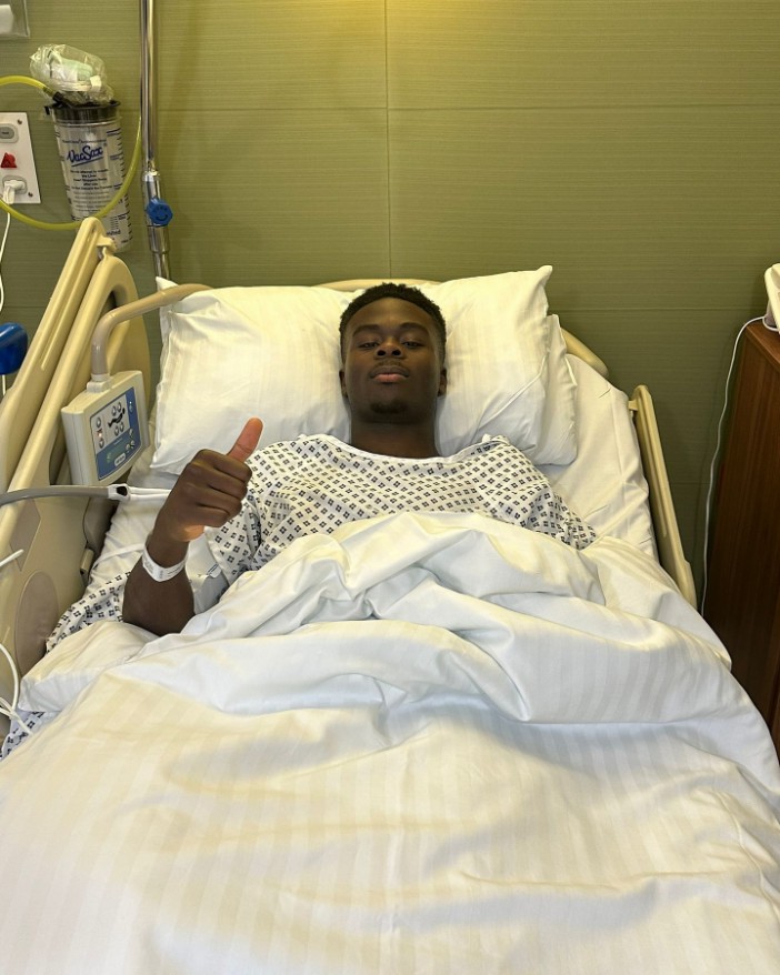 Saka surgery post</p>
<p>"The majority see obstacles, but few see the opportunities. Recovery has begun and Im coming back stronger !<br />
Thank you all for your messages #GodsPlan"</p>
<p>https://www.instagram.com/p/DEIcffjI5l5/
