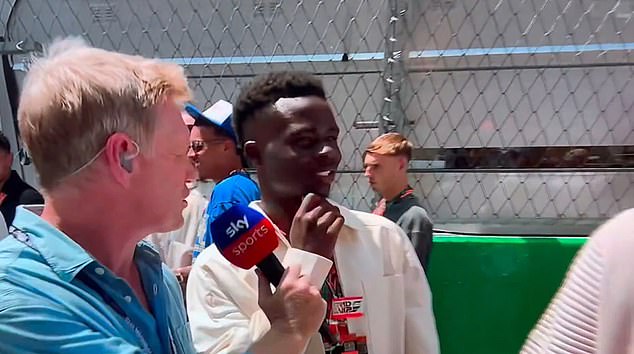 Bukayo Saka has generated controversy online following an awkward grid walk interview