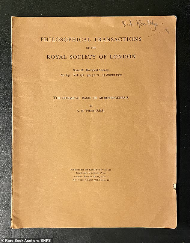 A paper by Turing titled, 'The Chemical Basis of Morphogenesis'