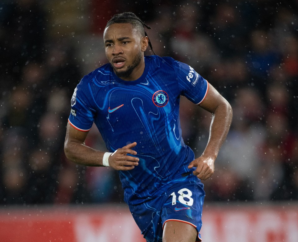 Christopher Nkunku of Chelsea playing soccer.