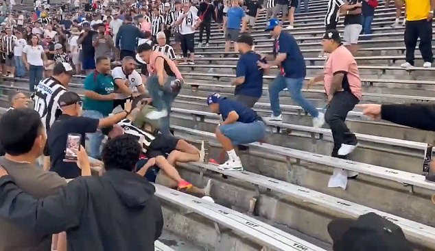 Fans of PSG and Botafogo were seen brawling in the stands during their Club World Cup match
