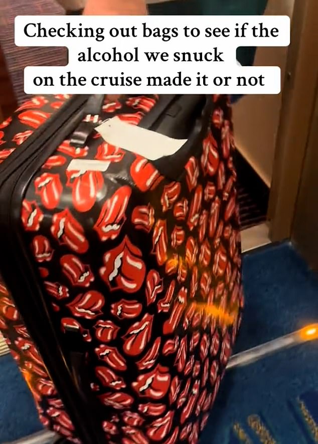 In the viral video Ms Murley demonstrated how she was able to sneak alcohol on board the Carnival Conquest at the end of March