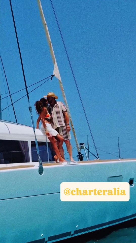 Nick Knowles and Katie Dadzie kissing on a yacht.