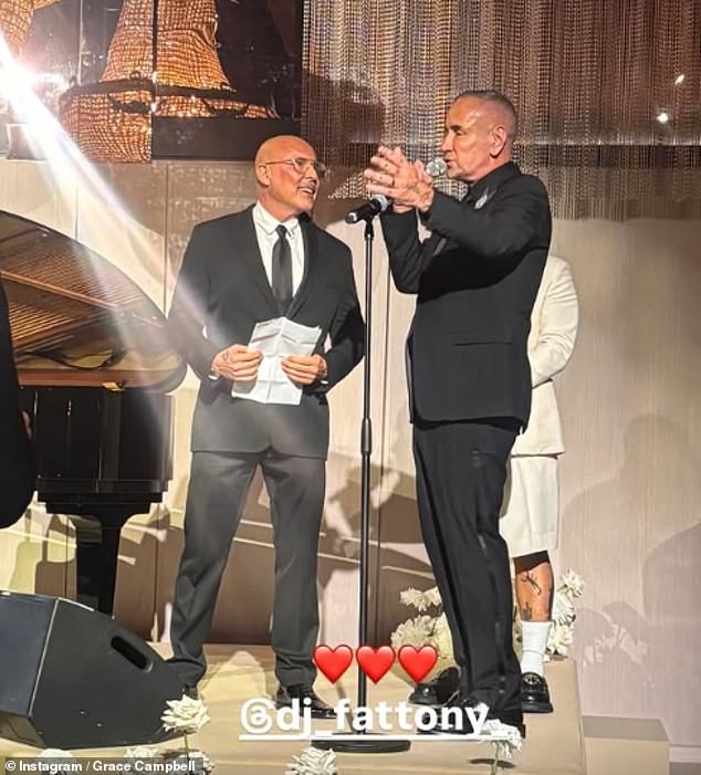 Following the ceremony, Tony also took to the stage alongside his new husband to thank the guests in attendance, with the stunning venue decorated with white roses for the occasion