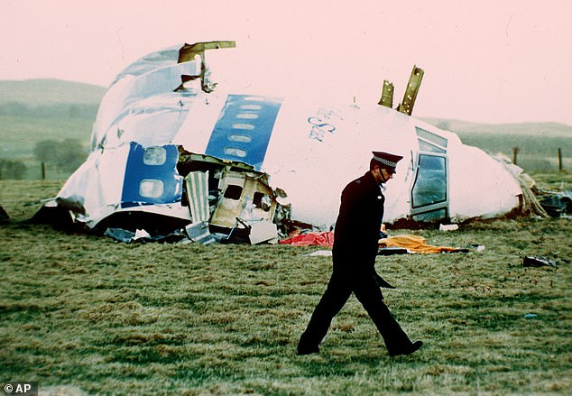 Part of the wreckage of a passenger jet that came down on Lockerbie in December 1988